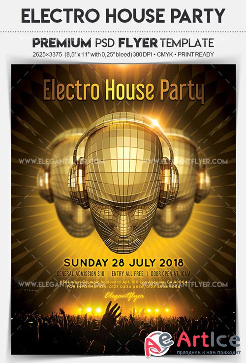 Electro House Party V1 2018 Flyer PSD Template