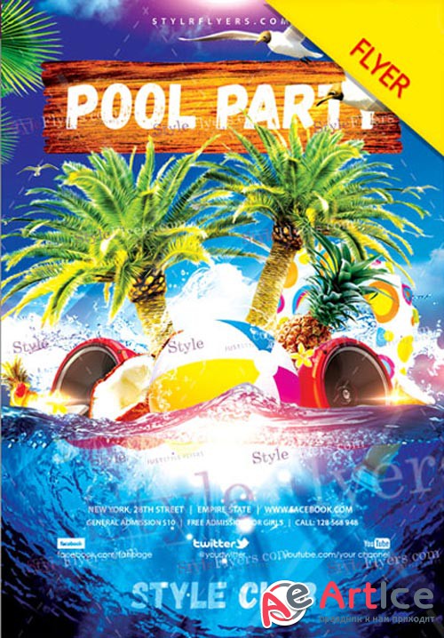 Pool Party V5 2018 Flyer PSD