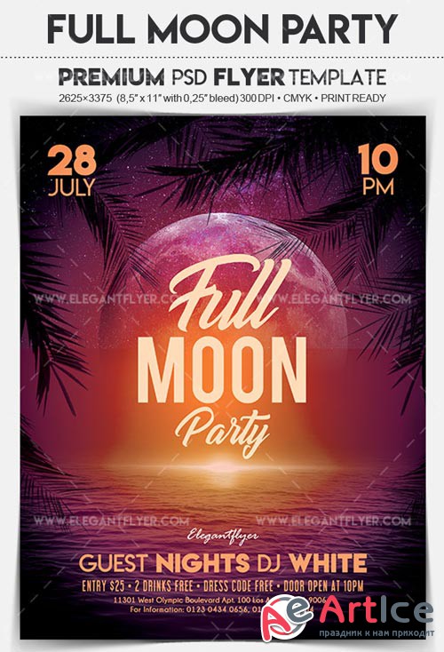 Full Moon Party V2 2018 Flyer PSD Template