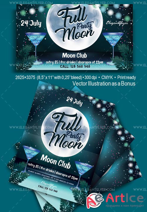 Full Moon Party V1 2018 Flyer PSD Template