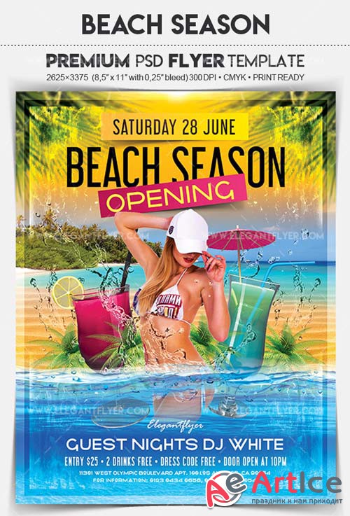 Beach Season V7 2018 Flyer PSD Template
