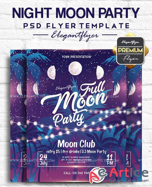 Night Moon Party V5 2018 Flyer PSD Template