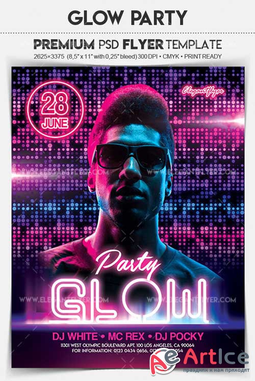 Glow Party V4 2018 Flyer PSD Template