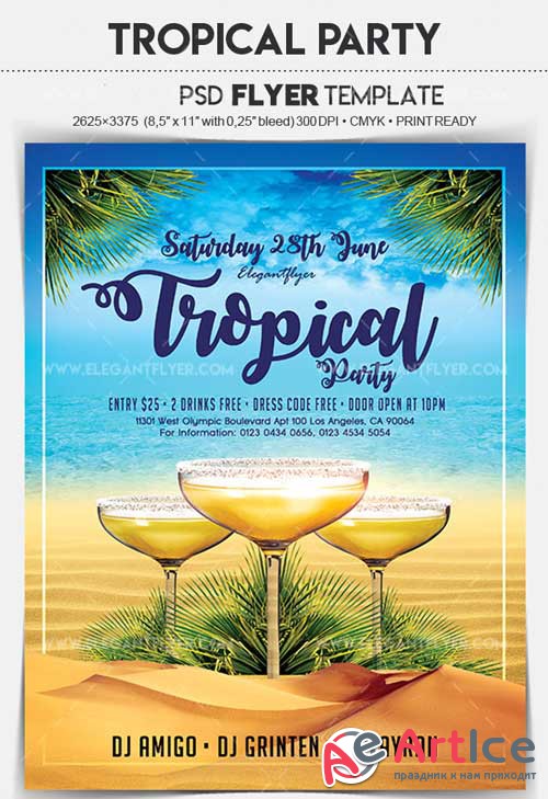 Tropical Party V4 2018 Flyer PSD Template