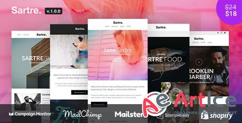 ThemeForest - Sartre v1.0.0 - Responsive Email Toolkit: 120+ Sections + Online Builder + MailChimp + Mailster + Shopify - 21991804