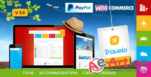ThemeForest - Travelo v3.0.4 - Travel/Tour/Car Rental/Cruise Booking WordPress Theme - 9806696