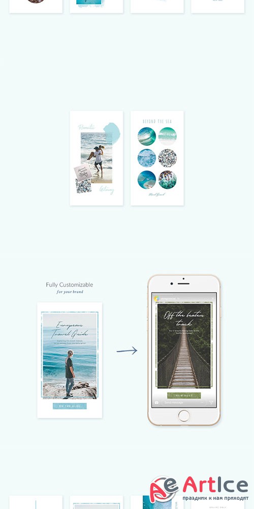 Oceans Instagram Stories - 30 Beautiful Instagram Story templates designed in Photoshop