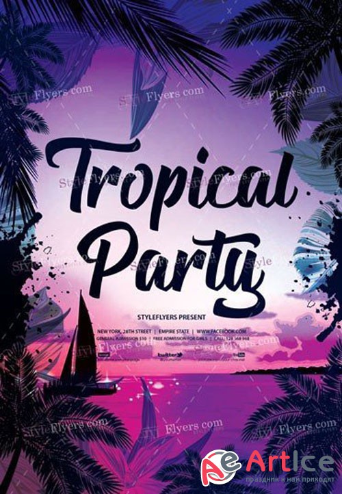 Tropical Party V5 2018 PSD Flyer Template