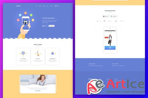 Knock App Landing Page PSD Template