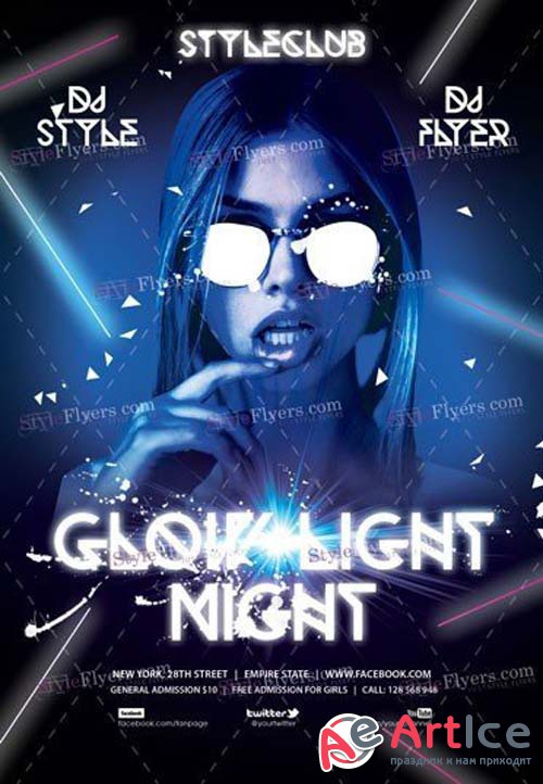 Glow Light Night V3 2018 PSD Flyer Template