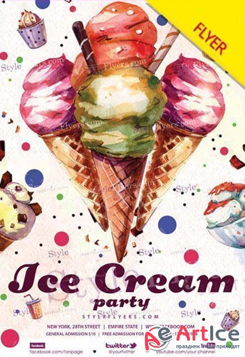 Ice Cream Party V3 2018 Flyer PSD