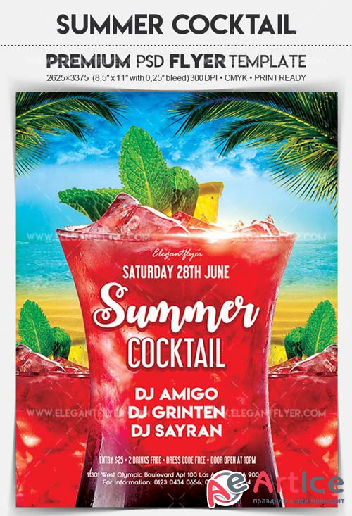 Summer Cocktail V8 2018 Flyer PSD Template