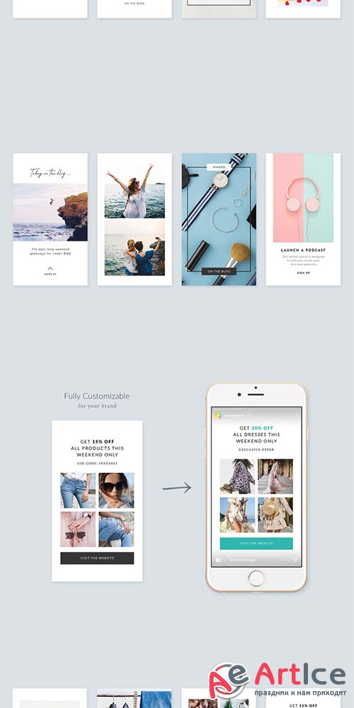 IG Stories Starter Pack - 30 Beautiful Instagram Story templates designed in Photoshop