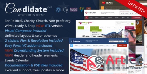 ThemeForest - Candidate v5.0 - Political/Nonprofit/Church WordPress Theme - 10051778 - NULLED