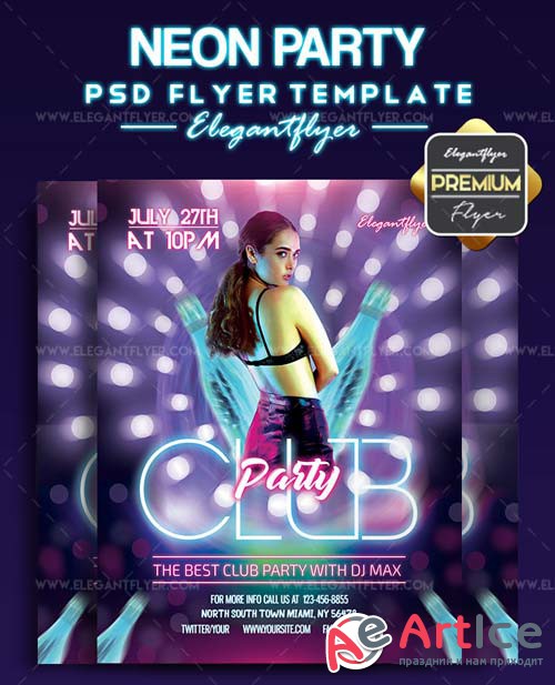 Neon Party V9 2018 Flyer PSD Template