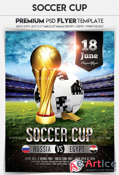 Soccer Cup V8 2018 Flyer PSD Template