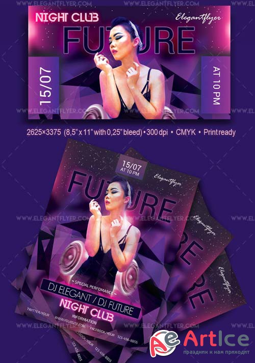 Future Party V3 2018 Free Flyer PSD Template