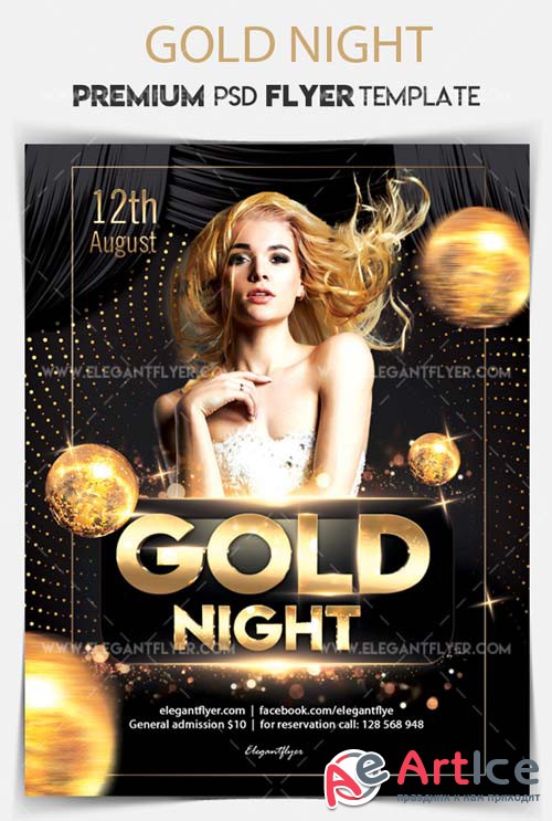 Gold Night V16 2018 Flyer PSD Template