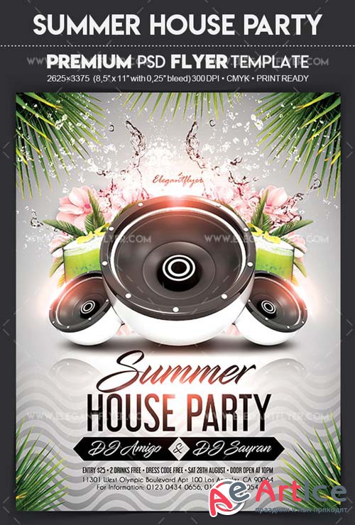 Summer House Party V1 2018 Flyer PSD Template