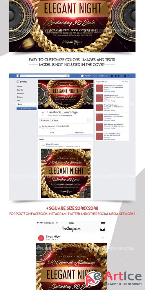 Elegant Night V1 2018 Facebook Event + Instagram template