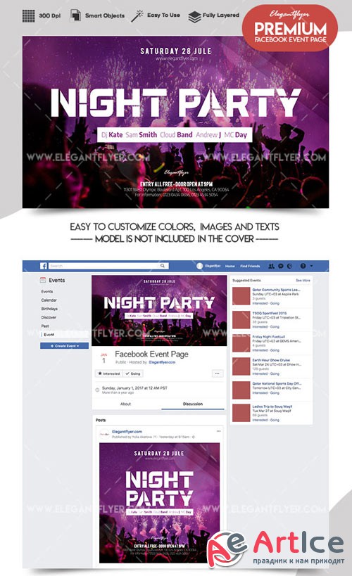 Night Party V15 2018 Facebook Event + Instagram template