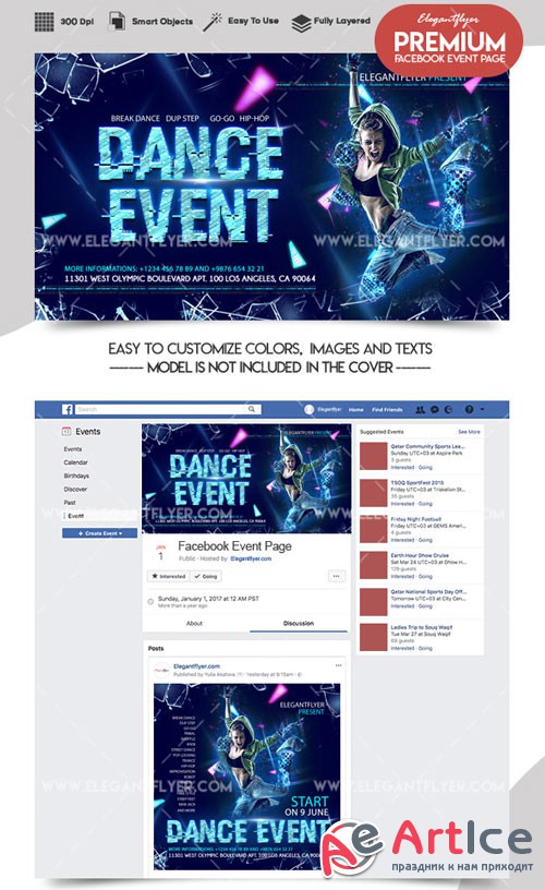 Dance Event V1 2018 Facebook Event + Instagram template