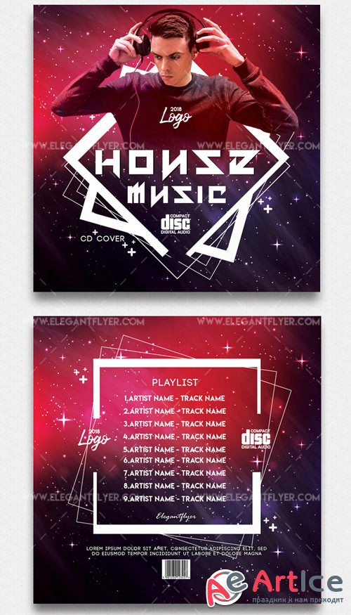 House Music V1 2018 Premium CD Cover PSD Template