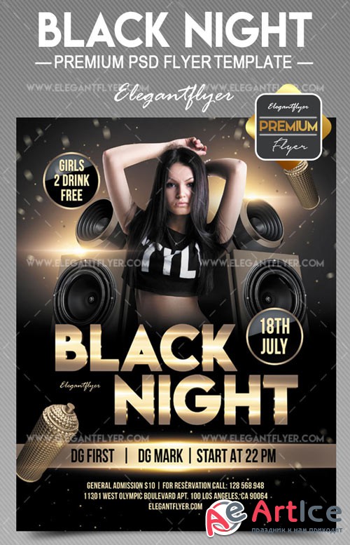 Black Night V12 2018 Flyer PSD Template