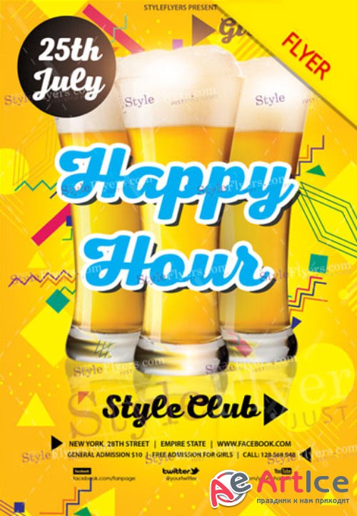 Happy Hour Party V9 2018 Flyer PSD