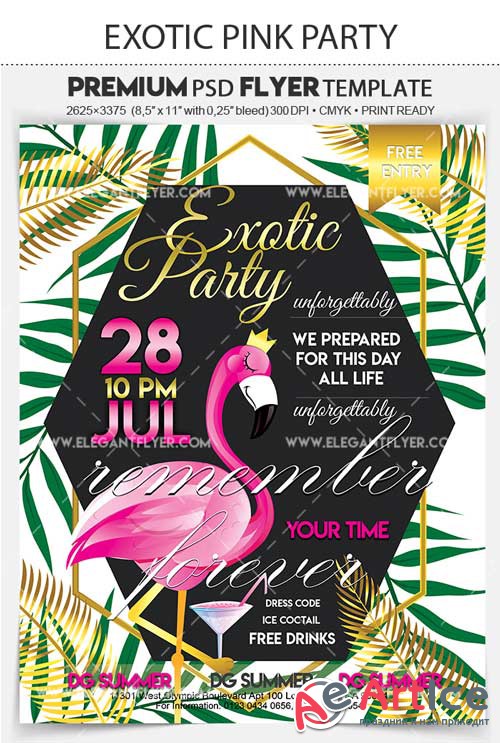 Exotic Pink Party V1 2018 Premium Flyer PSD Template