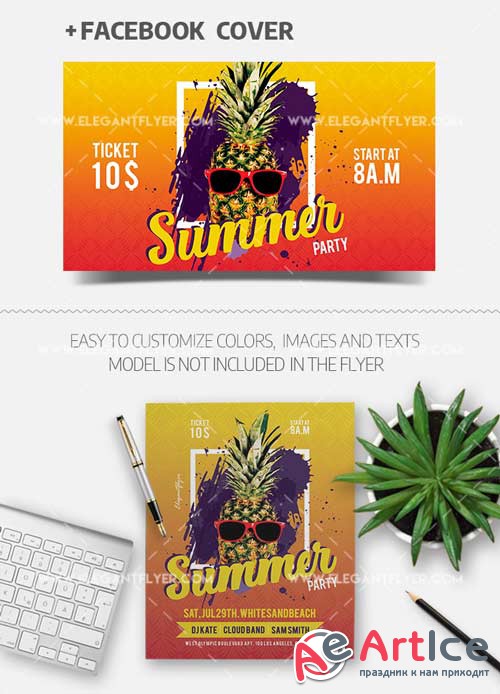 Summer Party V38 2018 Flyer PSD Template + Facebook Cover