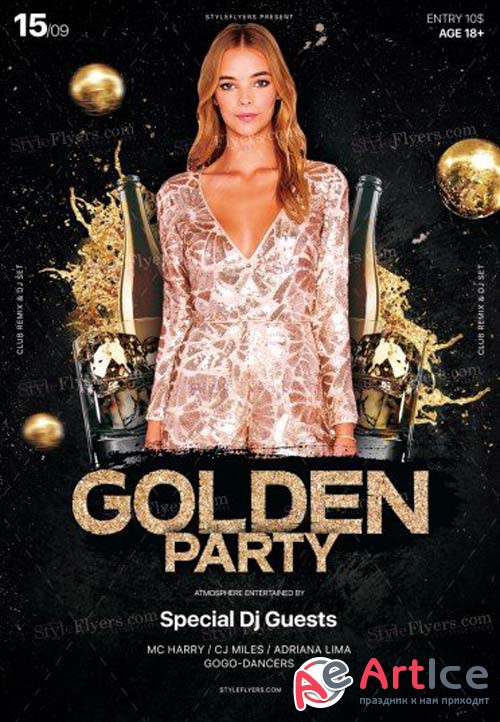 Golden Party V12 2018 PSD Flyer Template