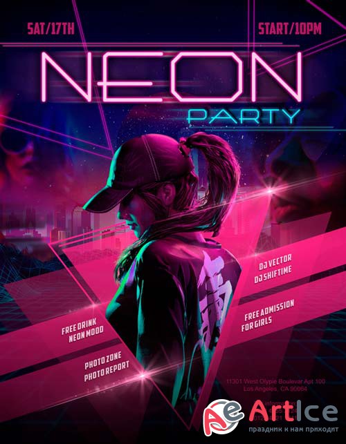 Neon Party V17 2018 Flyer PSD Template