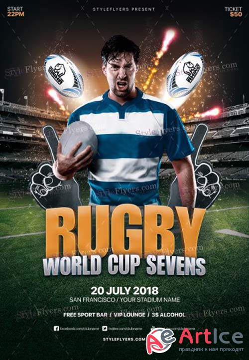 Rugby World Cup Sevens V1 2018  PSD Flyer Template