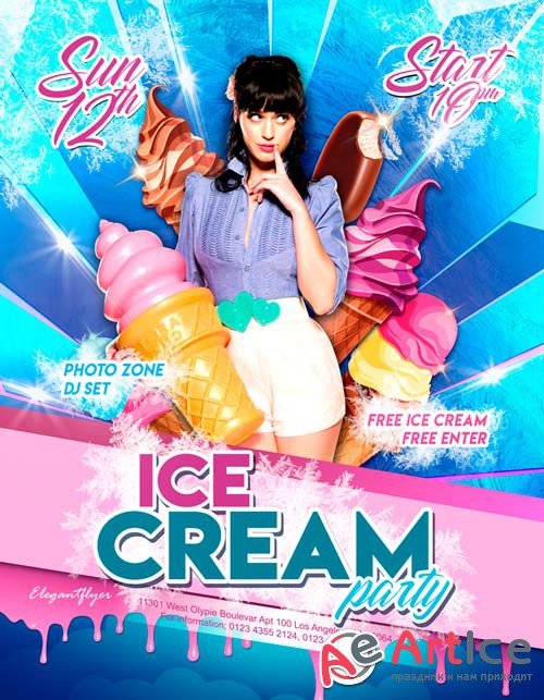 Ice cream party V3 2018 Flyer PSD Template