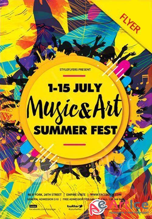 Music & Art Summer Fest V1 2018  Flyer PSD