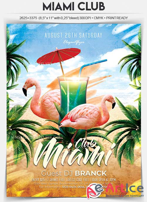 Miami Club V1 2018 Flyer PSD Template