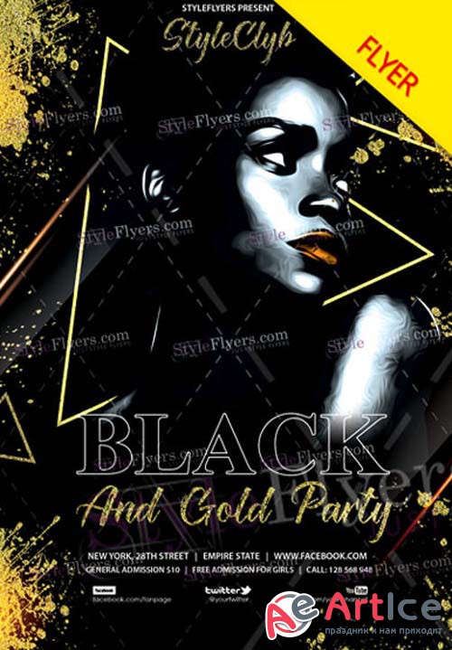 Black And Gold Party V5 2018 Flyer PSD Template