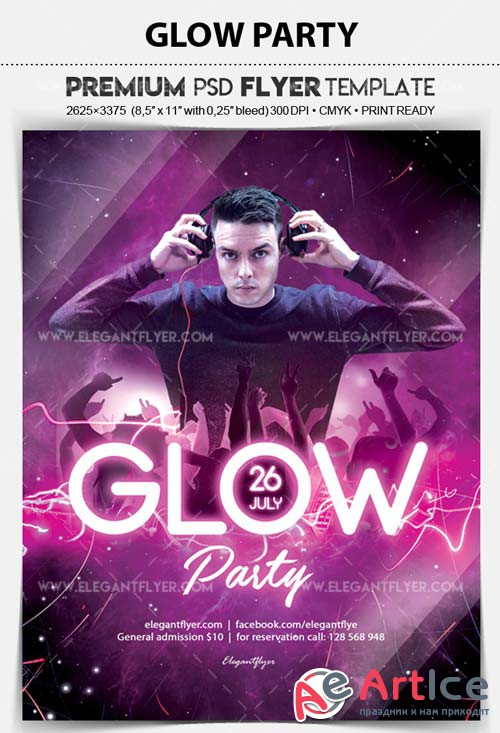 Glow Party V9 2018 Flyer PSD Template