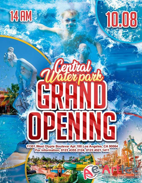 Water park Grand Opening V1 2018 Flyer PSD Template