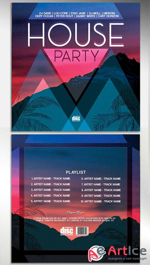 House party V14 2018 CD Cover PSD Template