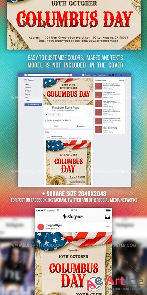 Columbus Day V15 2018 Facebook Event + Instagram template