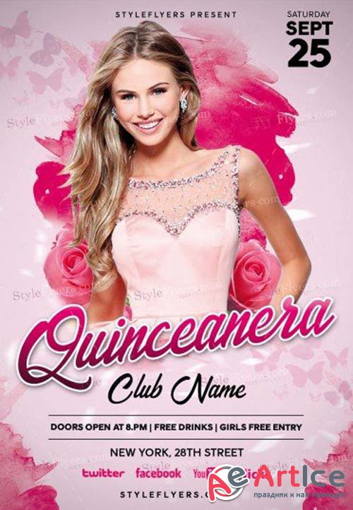 Quinceanera V1 PSD Flyer Template