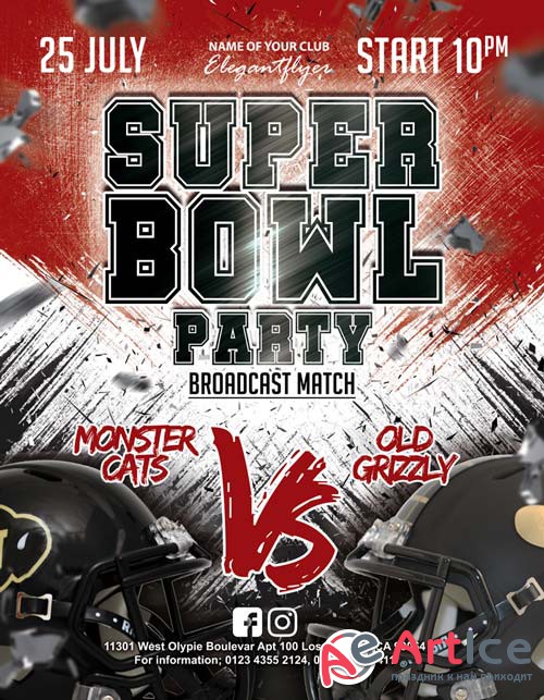 Super Bowl Party V1 2018 Flyer PSD Template