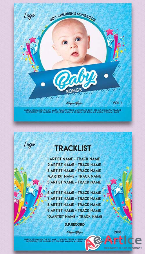 Baby Songs V1 2018 CD Cover PSD Template