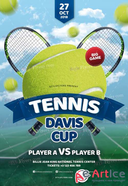 Tennis Davis Cup V1 2018 PSD Flyer Template