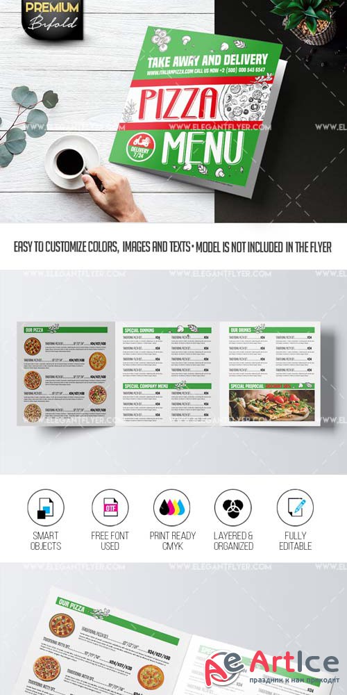 Pizza Menu V15 2018 Tri-Fold Brochure PSD Template