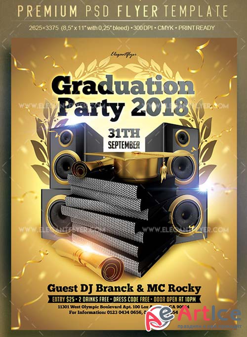 Graduation Party 2018 V1 Flyer PSD Template