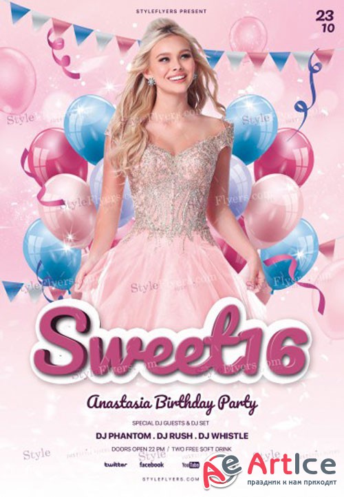 Sweet 16 V5 2018 PSD Flyer Template