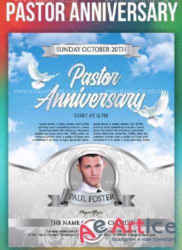 Pastor Anniversary V31 2018 Flyer PSD Template + Instagram template